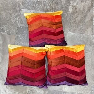 3 Pier 1 One decorative accent rainbow pillows 18 x 18 velvet velour